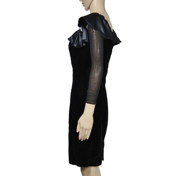 VTG Black VELVET Bow Party WHIMSIGOTH Climax Okada Prom Witchy Fairy Dress S - Picture 5 of 11